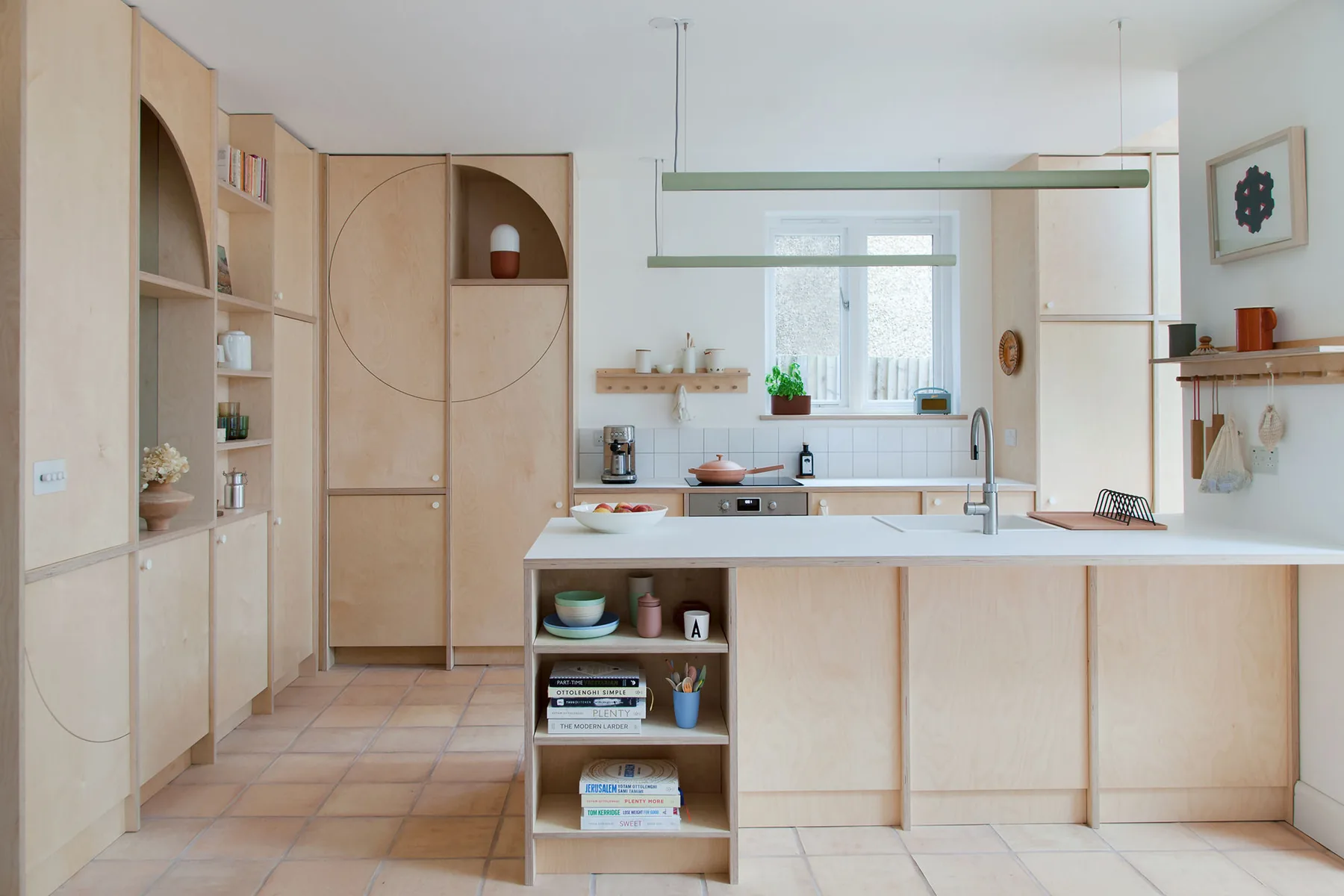 Modern interior made with plywood and timber panels